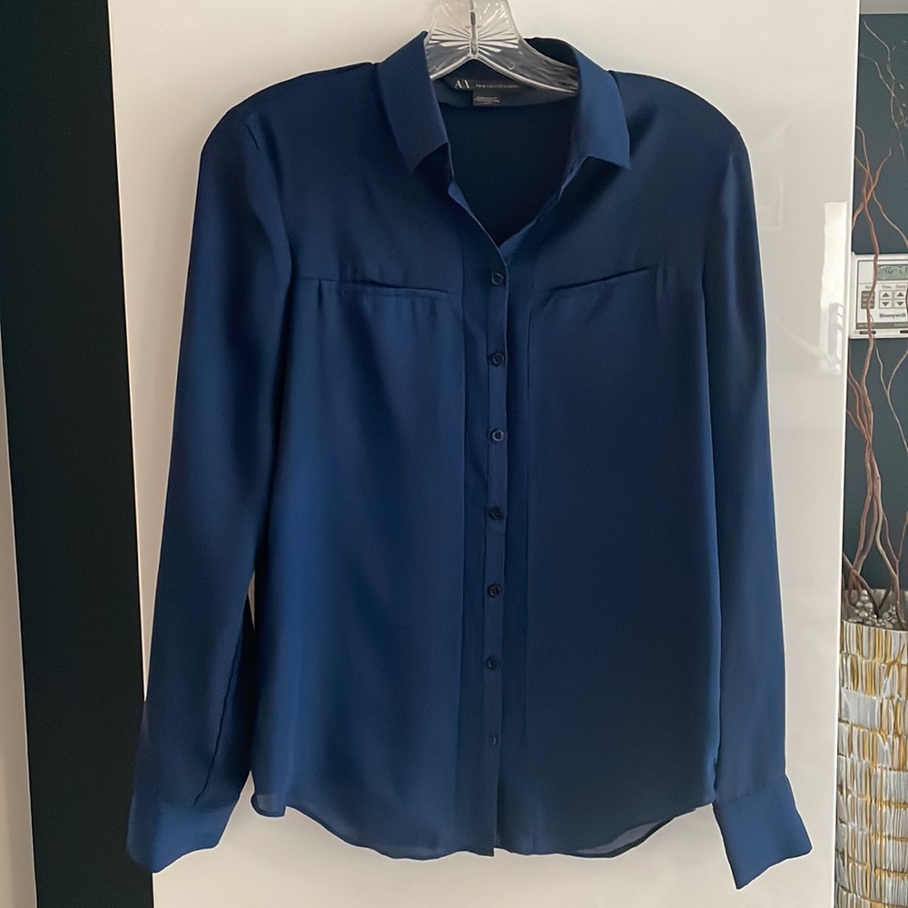 Armani Exchange Navy Blue Silk Blouse Size XS